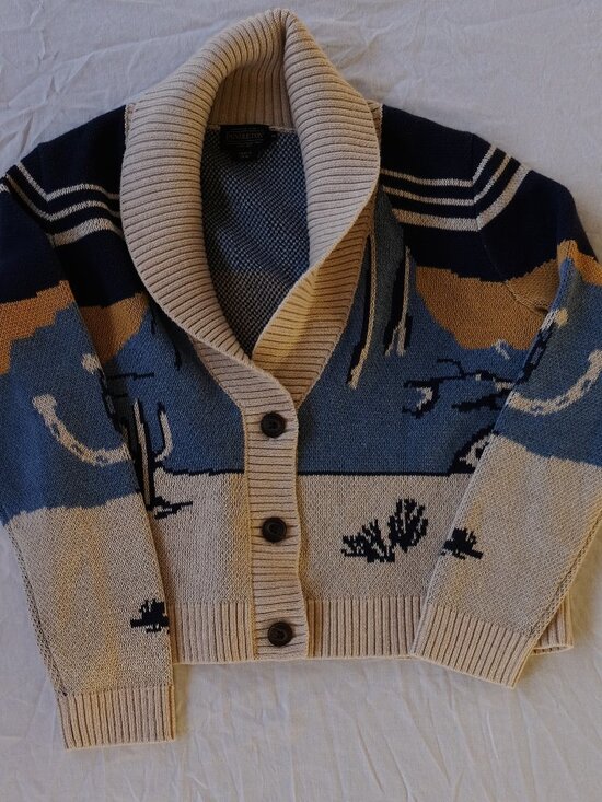 Pendleton Sweaters - Pendleton Desert Rider Cotton Cardigan NWOT —   Horse + Saguaro Knit  Rare